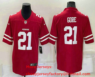 Men's San Francisco 49ers #21 Frank Gore Red 2021 Vapor Untouchable Stitched NFL Nike Limited Jersey
