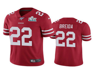Men's San Francisco 49ers #22 Matt Breida Scarlet Super Bowl LIV Vapor Limited Jersey