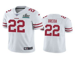 Men's San Francisco 49ers #22 Matt Breida White Super Bowl LIV Vapor Limited Jersey