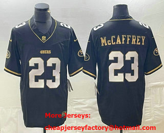 Men's San Francisco 49ers #23 Christian McCaffrey Black Gold FUSE Vapor Limited Stitched Jersey