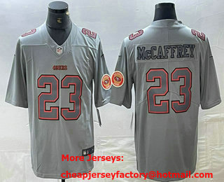 Men's San Francisco 49ers #23 Christian McCaffrey Grey Atmosphere Fashion Limited Stitched Jersey