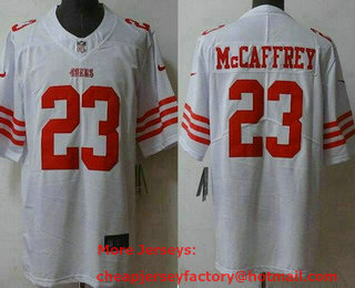 Men's San Francisco 49ers #23 Christian McCaffrey 2022 White Vapor Untouchable Stitched Limited Jersey