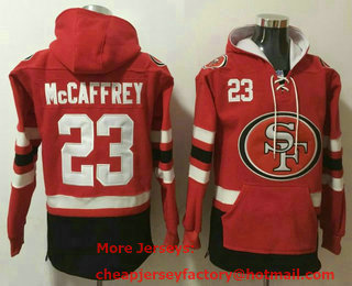 Men's San Francisco 49ers #23 Christian McCaffrey NEW Red Pocket Stitched NFL Pullover Hoodie