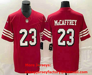 Men's San Francisco 49ers #23 Christian McCaffrey Red 2023 FUSE Color Rush Vapor Untouchable Limited Jersey