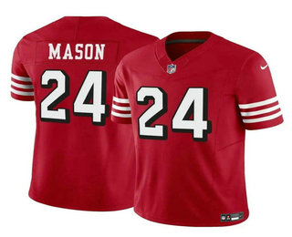 Men's San Francisco 49ers #24 Jordan Mason New Red 2023 FUSE Stitched Jersey