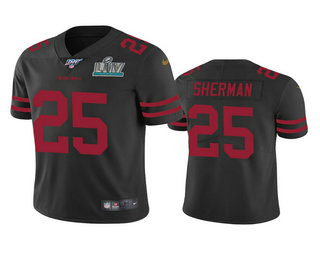Men's San Francisco 49ers #25 Richard Sherman Black Super Bowl LIV Vapor Limited Jersey
