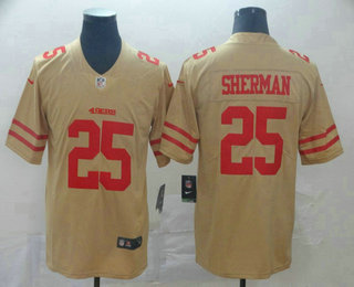 Men's San Francisco 49ers #25 Richard Sherman Gold 2019 Inverted Legend Stitched NFL Nike Limited Jersey