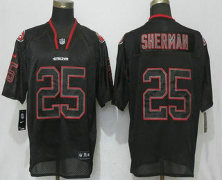 Men's San Francisco 49ers #25 Richard Sherman Lights Out Black Stitched NFL Nike Elite Jersey