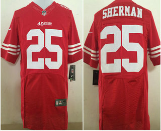 Men's San Francisco 49ers #25 Richard Sherman Scarlet Red Team Color Stitched NFL Nike Elite Jersey