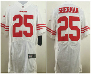 Men's San Francisco 49ers #25 Richard Sherman White Road Stitched NFL Nike Elite Jersey