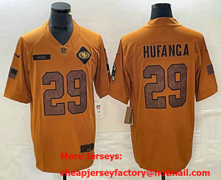 Men's San Francisco 49ers #29 Talanoa Hufanga Brown 2023 Salute To Service Limited Stitched Jersey