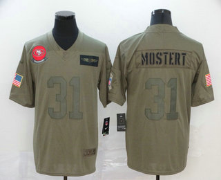 Men's San Francisco 49ers #31 Raheem Mostert NEW Olive 2019 Salute To Service Stitched NFL Nike Limited Jersey