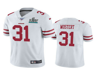 Men's San Francisco 49ers #31 Raheem Mostert White Super Bowl LIV Vapor Limited Jersey