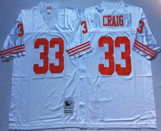 Men's San Francisco 49ers #33 Roger Craig White Mitchell & Ness Throwback Vintage Football Jersey