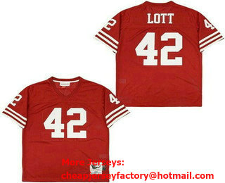 Men's San Francisco 49ers #42 Ronnie Lott Red Throwback Jersey