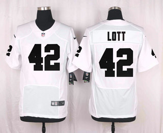 Men's San Francisco 49ers #42 Ronnie Lott White Road Stitched NFL Nike Elite Jersey