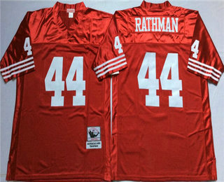 Men's San Francisco 49ers #44 Tom Rathman Red Mitchell & Ness Throwback Vintage Football Jersey