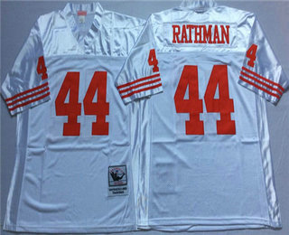 Men's San Francisco 49ers #44 Tom Rathman White Mitchell & Ness Throwback Vintage Football Jersey
