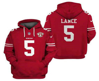Men's San Francisco 49ers #5 Trey Lance 2021 75th Anniversary Alternate Pullover Hoodie