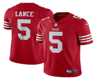 Men's San Francisco 49ers #5 Trey Lance 2022 New Red Vapor Untouchable Limited Stitched Jersey