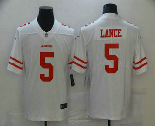 Men's San Francisco 49ers #5 Trey Lance White 2021 Vapor Untouchable Stitched NFL Nike Limited Jersey