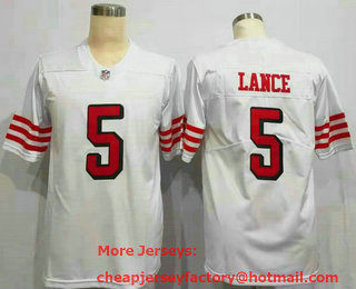Men's San Francisco 49ers #5 Trey Lance White New 2021 Color Rush Vapor Untouchable Limited Jersey