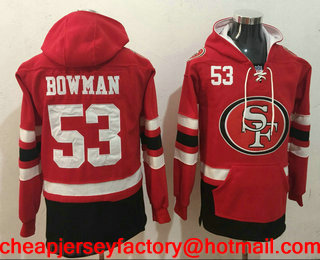 Men's San Francisco 49ers #53 NaVorro Bowman NEW Red Pocket Stitched NFL Pullover Hoodie