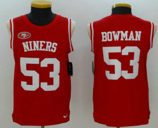 Men's San Francisco 49ers #53 NaVorro Bowman Red Color Rush 2017 Vest Stitched NFL Nike Tank Top Jersey