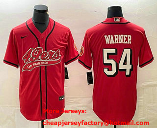 Men's San Francisco 49ers #54 Bobby Wagner Red Color Rush With Patch Cool Base Stitched Baseball Jersey