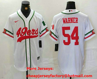 Men's San Francisco 49ers #54 Fred Warner White Mexico Cool Base Stitched Baseball Jersey
