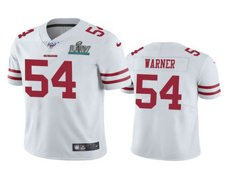 Men's San Francisco 49ers #54 Fred Warner White Super Bowl LIV Vapor Limited Jersey
