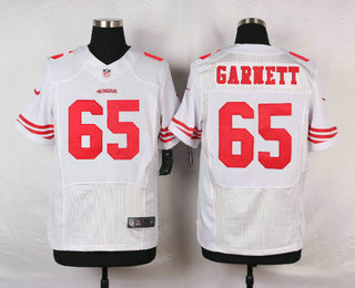 Men's San Francisco 49ers #65 Joshua Garnett White Road Stitched NFL Nike Elite Jersey