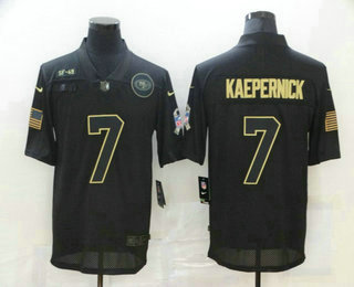 Men's San Francisco 49ers #7 Colin Kaepernick Black 2020 Salute To Service Stitched NFL Nike Limited Jersey