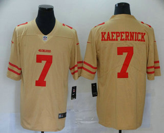 Men's San Francisco 49ers #7 Colin Kaepernick Gold 2019 Inverted Legend Stitched NFL Nike Limited Jersey