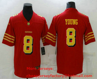 Men's San Francisco 49ers #8 Steve Young Red Gold 2021 Vapor Untouchable Stitched NFL Nike Limited Jersey