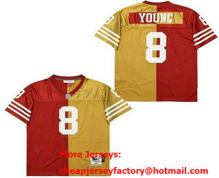 Men's San Francisco 49ers #8 Steve Young Red Gold Split Throwback Jersey