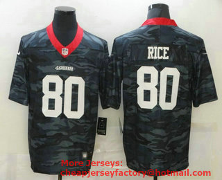 Men's San Francisco 49ers #80 Jerry Rice 2020 Camo Limited Stitched Nike NFL Jersey