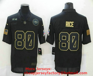 Men's San Francisco 49ers #80 Jerry Rice Black 2020 Salute To Service Stitched NFL Nike Limited Jersey