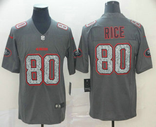 Men's San Francisco 49ers #80 Jerry Rice Gray Fashion Static 2019 Vapor Untouchable Stitched NFL Nike Limited Jersey