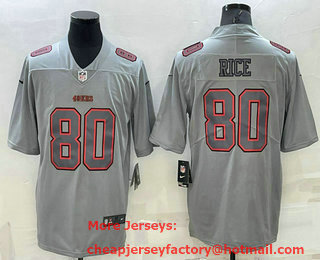 Men's San Francisco 49ers #80 Jerry Rice Grey Atmosphere Fashion 2022 Vapor Untouchable Stitched Limited Jersey