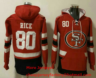 Men's San Francisco 49ers #80 Jerry Rice NEW Red Pocket Stitched NFL Pullover Hoodie
