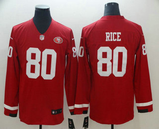 Men's San Francisco 49ers #80 Jerry Rice Nike Red Therma Long Sleeve Limited Jersey