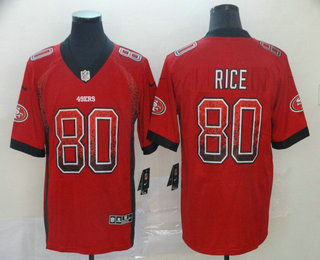 Men's San Francisco 49ers #80 Jerry Rice Red 2019 Fashion Drift Color Rush Stitched NFL Nike Limited Jersey