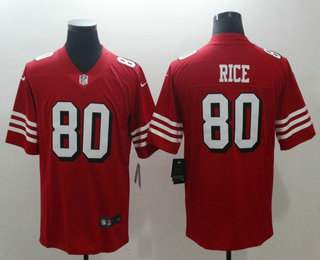 Men's San Francisco 49ers #80 Jerry Rice Red New 2018 Color Rush Vapor Untouchable Limited Jersey