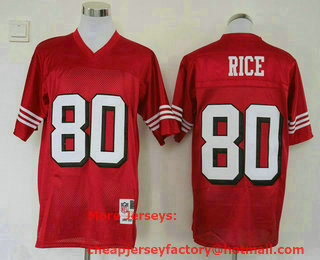 Men's San Francisco 49ers #80 Jerry Rice Red Throwback Stitched Jersey