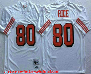 Men's San Francisco 49ers #80 Jerry Rice White 75TH Throwback Jersey By Mitchell & Ness