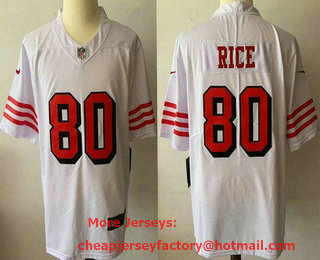 Men's San Francisco 49ers #80 Jerry Rice White New 2021 Color Rush Vapor Untouchable Limited Jersey
