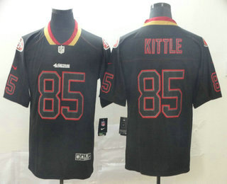 Men's San Francisco 49ers #85 George Kittle 2019 Black Lights Out Color Rush Stitched NFL Nike Limited Jersey