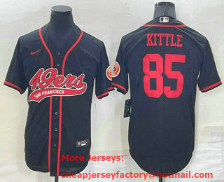 Men's San Francisco 49ers #85 George Kittle Black Stitched Cool Base Nike Baseball Jersey