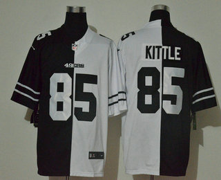 Men's San Francisco 49ers #85 George Kittle Black White Peaceful Coexisting 2020 Vapor Untouchable Stitched NFL Nike Limited Jersey